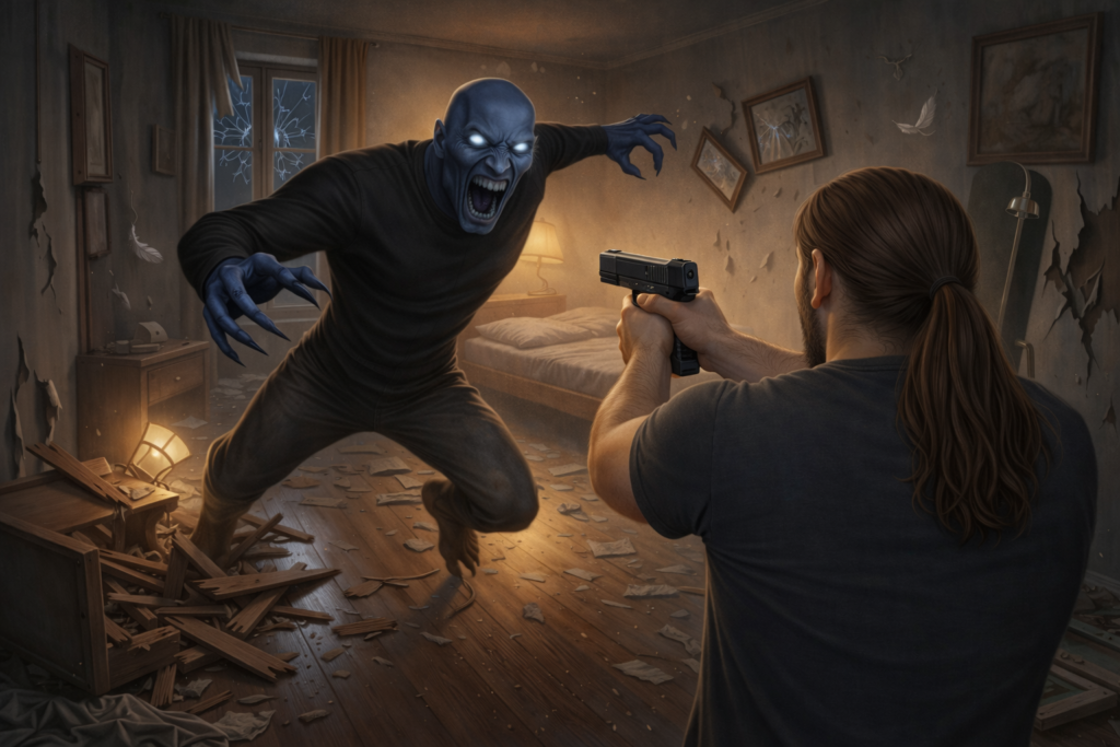 This image portrays the instance when Jessie is drawn into the war Shem has been preparing him.